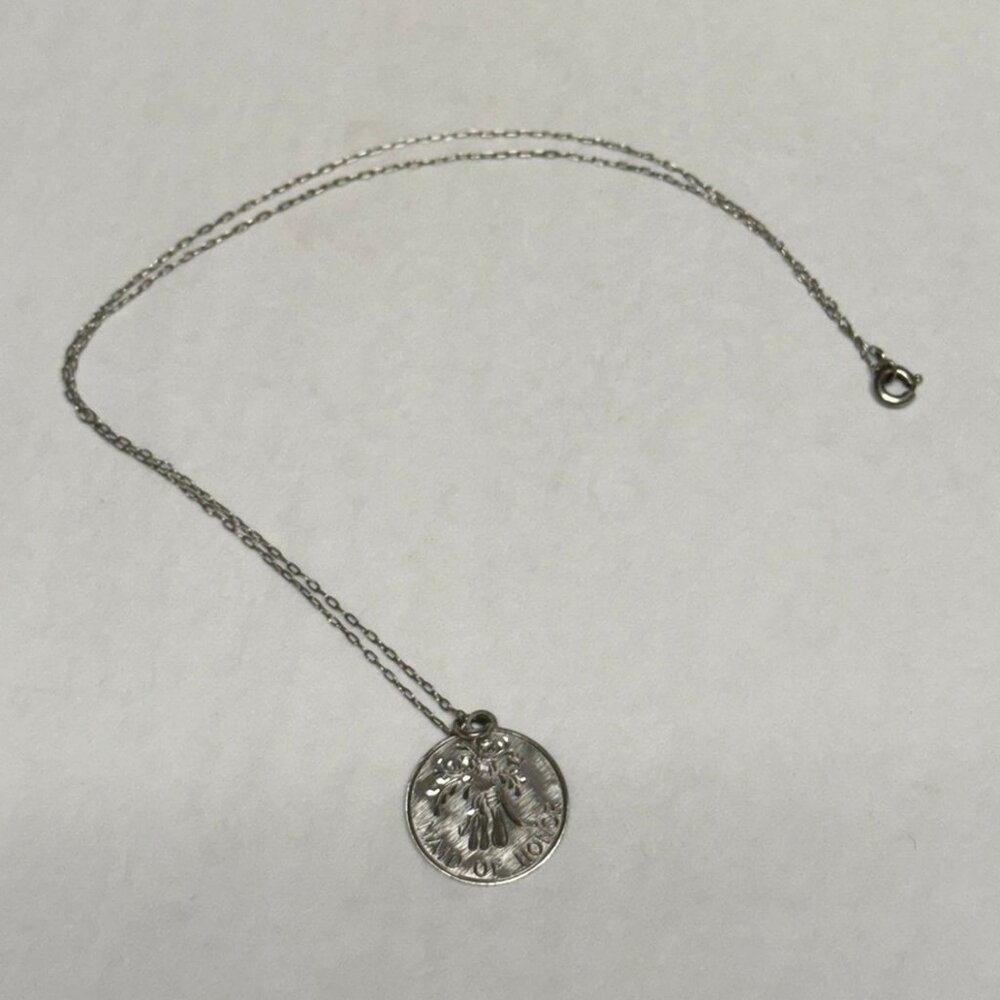 VINTAGE Beau Estate Sterling Silver Maid of Honor Disk Charm Necklace 1960's